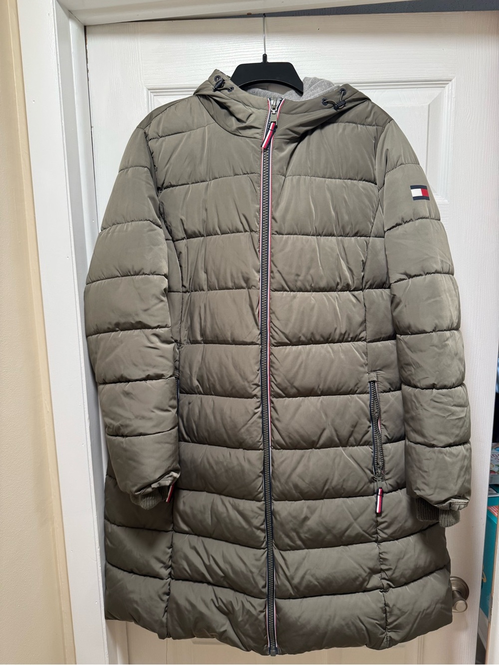 Tommy Hilfiger Olive Green Hooded Puffer Coat